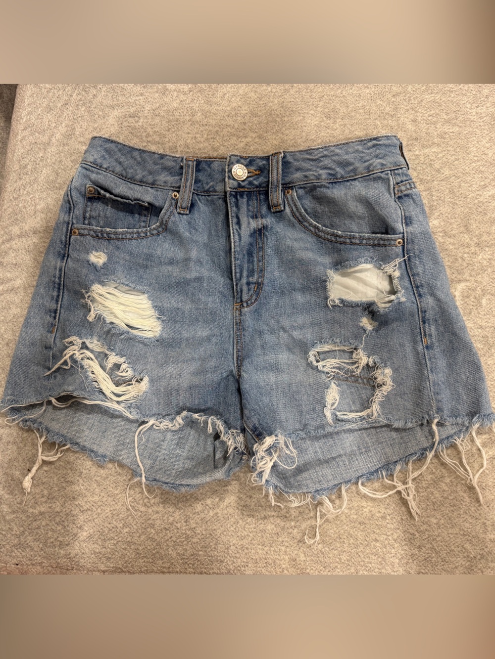 Garage Light Blue Distressed Denim Shorts